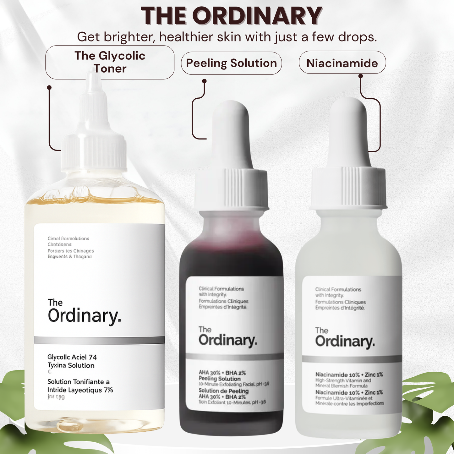 The Ordinary Glycolic Exfoliating Toner , Peeling Solution, Niacinamide